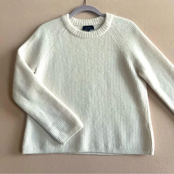 Quince Mongolian Cashmere Fisherman Crewneck Sweater Ivory size M Timeless Soft - Picture 4 of 16